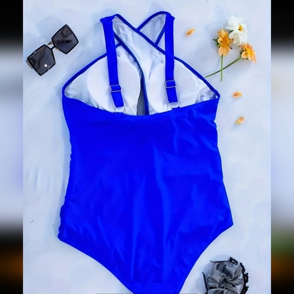 Plus curvy one piece swimsuit royal blue 4XL 20 - Picture 3 of 4